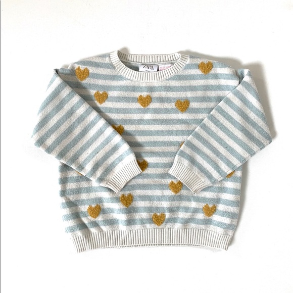 Zara Other - Zara Baby Girl Striped Heart Sweater